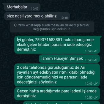 YKMkitap Gönderilmeyen Kitabın Para İadesini Yapmıyorlar