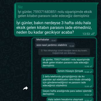 YKMkitap Gönderilmeyen Kitabın Para İadesini Yapmıyorlar