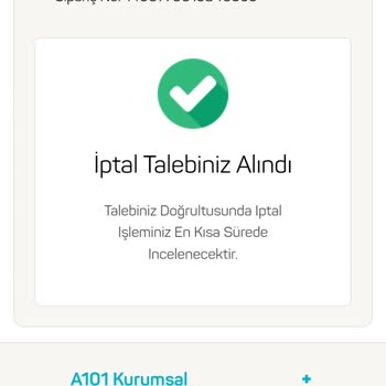 A101 Ürün İptali Hakkında Problem