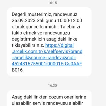 Arçelik Servisin Keyfi Olarak Randevuya Gelmemesi