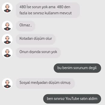 Vodafone Red25 Youtube.com Sınırsız Paketi Kotamdan Düşüyor