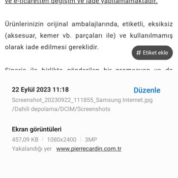 Pierre Cardin Giyim P***** C***** Online Mayo İadesini Haksız Yere Almıyor.