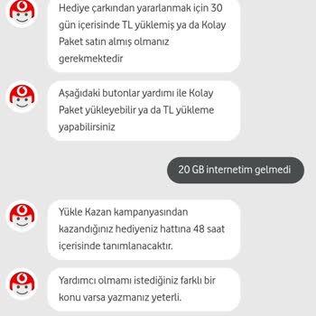 Vodafone 1 Haftadır İnternetim Yüklemedi