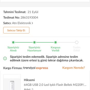 Trendyol Siparişimi Kargoda Kaybetti