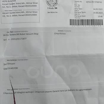 Hepsiburada Garanti Süresi Devam Eden Ürünümün Tamir Edilmemesi.