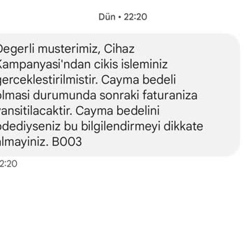 Vodafone İptal Edilen Cihazın Cayma Bedeli