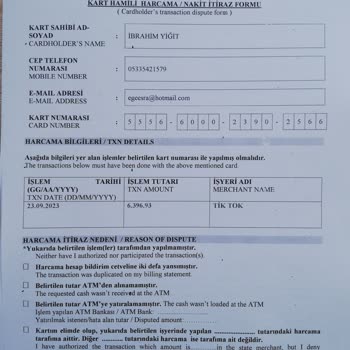 Denizbank Kredi Kartından Harcama İtirazı