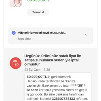 Hepsiburada İPhone 15plus Sipariş İptali