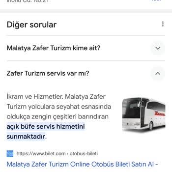 Malatya Zafer Turizm Araç İçi Servis Hizmeti Yok!