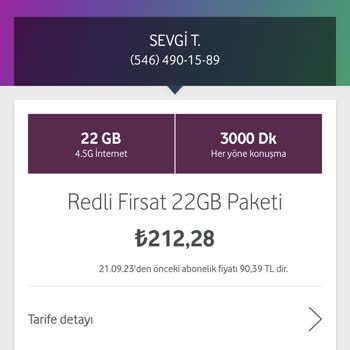 Vodafone Tarife Ücreti Değişikliği