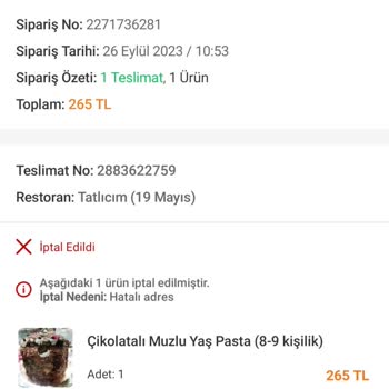 Trendyol Yemek Siparişi Para İadesi