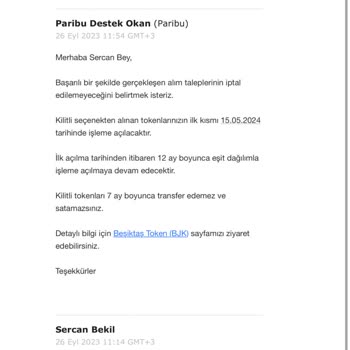 Paribu Denied a Return of BJK Tokens