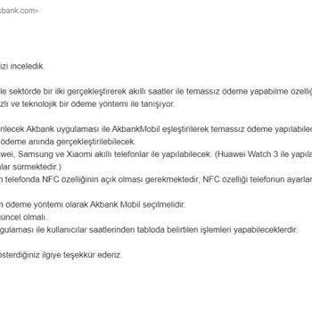 Akbank'tan Yeni Bir İlk: Akıllı Saat İle Temassız Ödeyememe!
