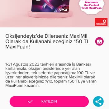 İş Bankası OKSİJEN'DEYİZ Kampanyası Yüklenmeyen Puan
