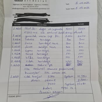 Erga Art Design Eşya Siparişi Verdiğimiz Firmadan Teslimat Sorunu