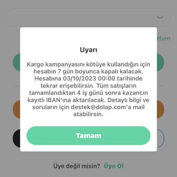 Dolap Uygulaması Üyeliğimi 7 Gün Kapattı Haksızca Suçluyor