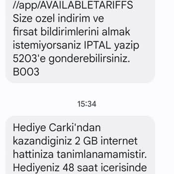 Vodafone Çevrilmeyen Çarktan Hattıma Tanımlanan İnternet Paketi