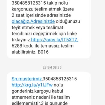 Aras Kargo Belirli Kargo Ş***** Teslimat Yapmıyor!