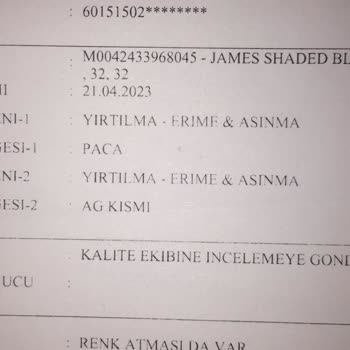 Mavi Ürünlerde Hata Yırtılma Ve Kumaş Da Farklı Renk