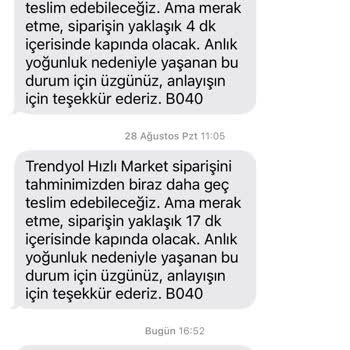 Trendyol Hızlı Market Teslimatı Çok Geç Yapıyor
