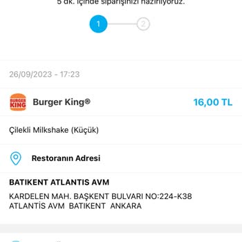 Burger King Tıkla Gel Al Siparişi