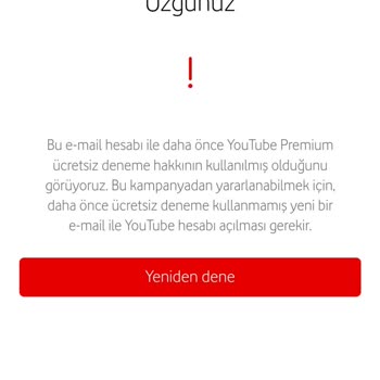 Vodafone Ücretsiz Youtube.com Premium Tarifesi Problemi