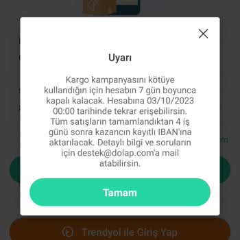 Trendyol Dolap Uygulaması Haksizliği