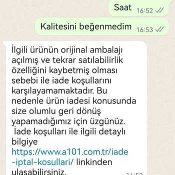 A101 İnternet Sitesi Sipariş İptali Ve İade Sorunu