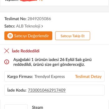 Steam Deck Ürün İade Problemi