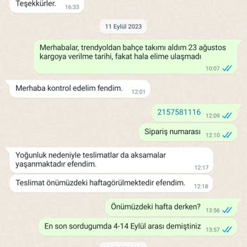 Trendyol Vavrattan Bahçe Mobilyaları Ürün Teslim Edilmedi
