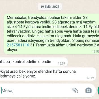 Trendyol Vavrattan Bahçe Mobilyaları Ürün Teslim Edilmedi