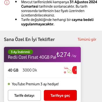 Vodafone Tarifesi Bilgim Dışında Değiştirilmesi