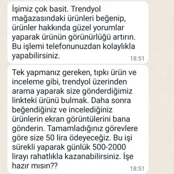 Trendyol WhatsApp Mesajı Üzerine Uyarı