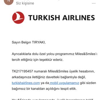 THY Your Friends Üyeliği Ödül Mil Vermiyor