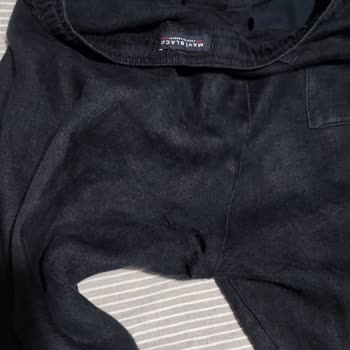 Mavi Keten Pantolon Ağı Yırtılması