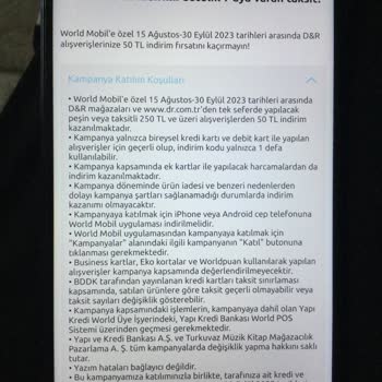 Yapı Kredi World Mobil Yanıltıcı Kampanya