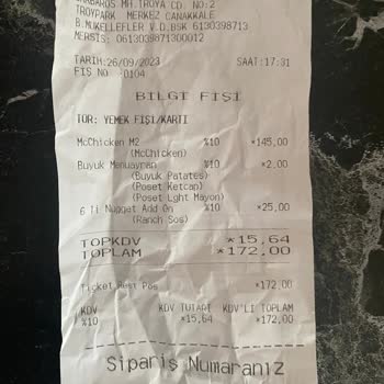 Mc Donald's Paket Siparişi