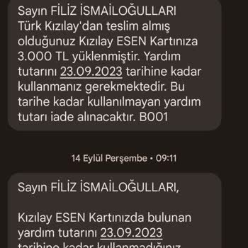Türk Kızılay Esen Kart Sorunu!