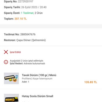 Trendyol Yemek Teslim Edilmeyen Ve Parası Da İade Edilmeyen Sipariş