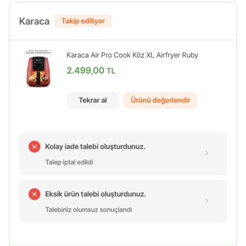 Karaca Züccaciye Airfryer İle İlgili Memnuniyetsizlik