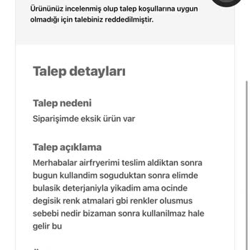 Karaca Züccaciye Airfryer İle İlgili Memnuniyetsizlik