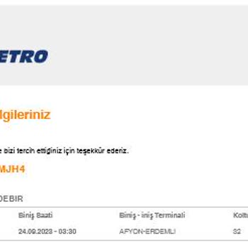 Metro Turizm Tek Taraflı İptal Edilip, Haber Dahi Verilmeyen Bilet