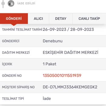 KARGOMsende Kargoma Hasarlı Ürün Olarak İade Süreci Başlatılmış