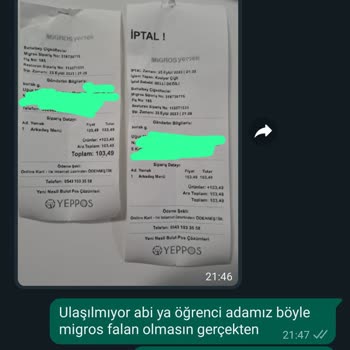 Migros Yemek Pişmanlıktır! Parayı Alıp Siparişi Göndermiyorlar!