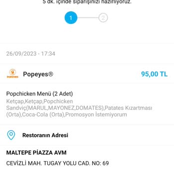 Popeyes Şikayet Ürünümü İptal Edemiyorum
