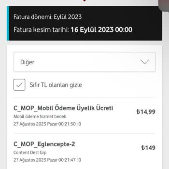 Vodafone Eğlen Cepte C Mop İzinsiz Üyelik