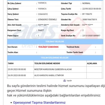 Aras Kargo Teslim Edilmeyen Kargo