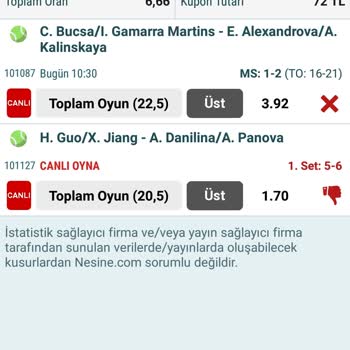 Nesine Tutan Kuponu Kırmızı Çarpı Göstermesi