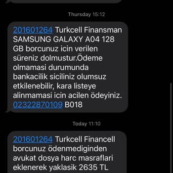 Turkcell İsmi Kullanılarak Atılan Asılsız İcra Takibi Mesajları