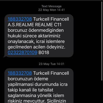 Turkcell İsmi Kullanılarak Atılan Asılsız İcra Takibi Mesajları